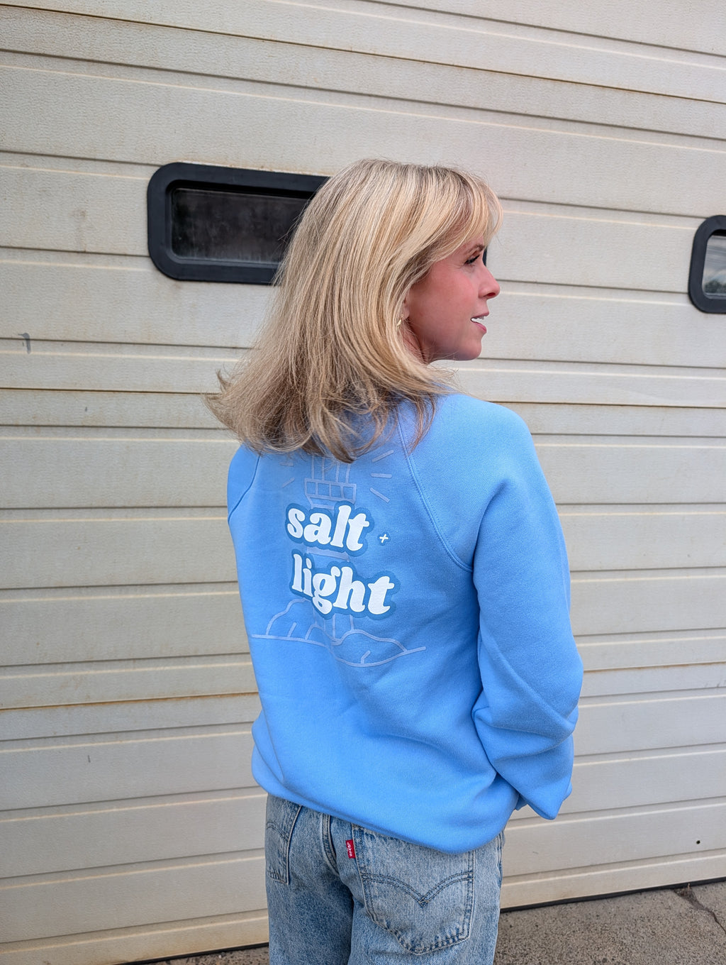 SALE. 'Salt + Light' Raglan Sleeve Crewneck - XL