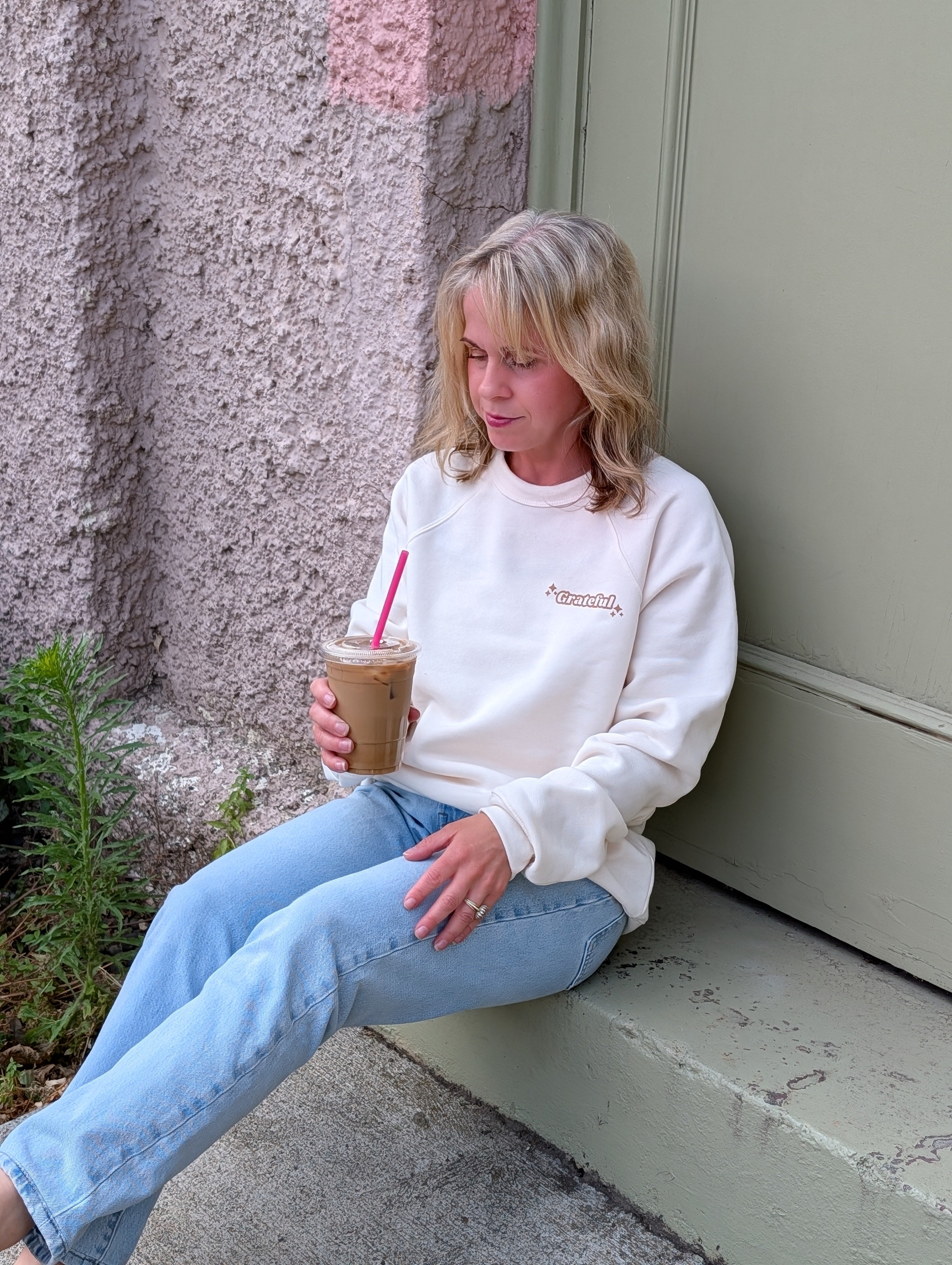 'Gratitude changes everything!' Raglan Sleeve Crewneck Sweatshirt