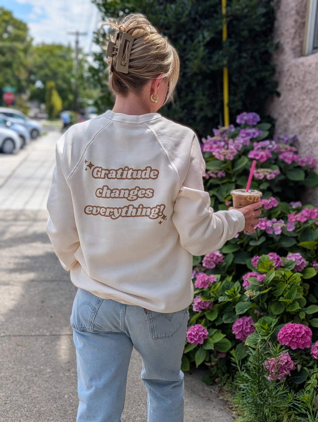'Gratitude changes everything!' Raglan Sleeve Crewneck Sweatshirt